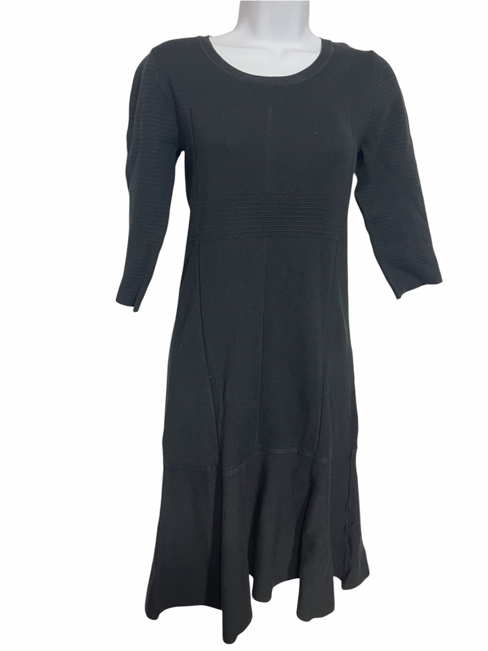 Soft Surroundings Classic Black Midi Dress Three-Quarter Sleeves Size Petite XS